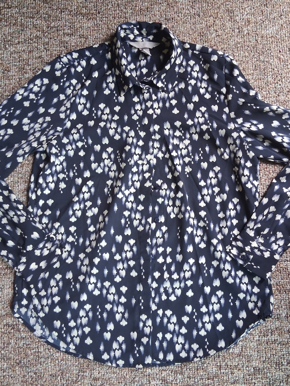 H&M Navy and White Printed Button-Down Shirt